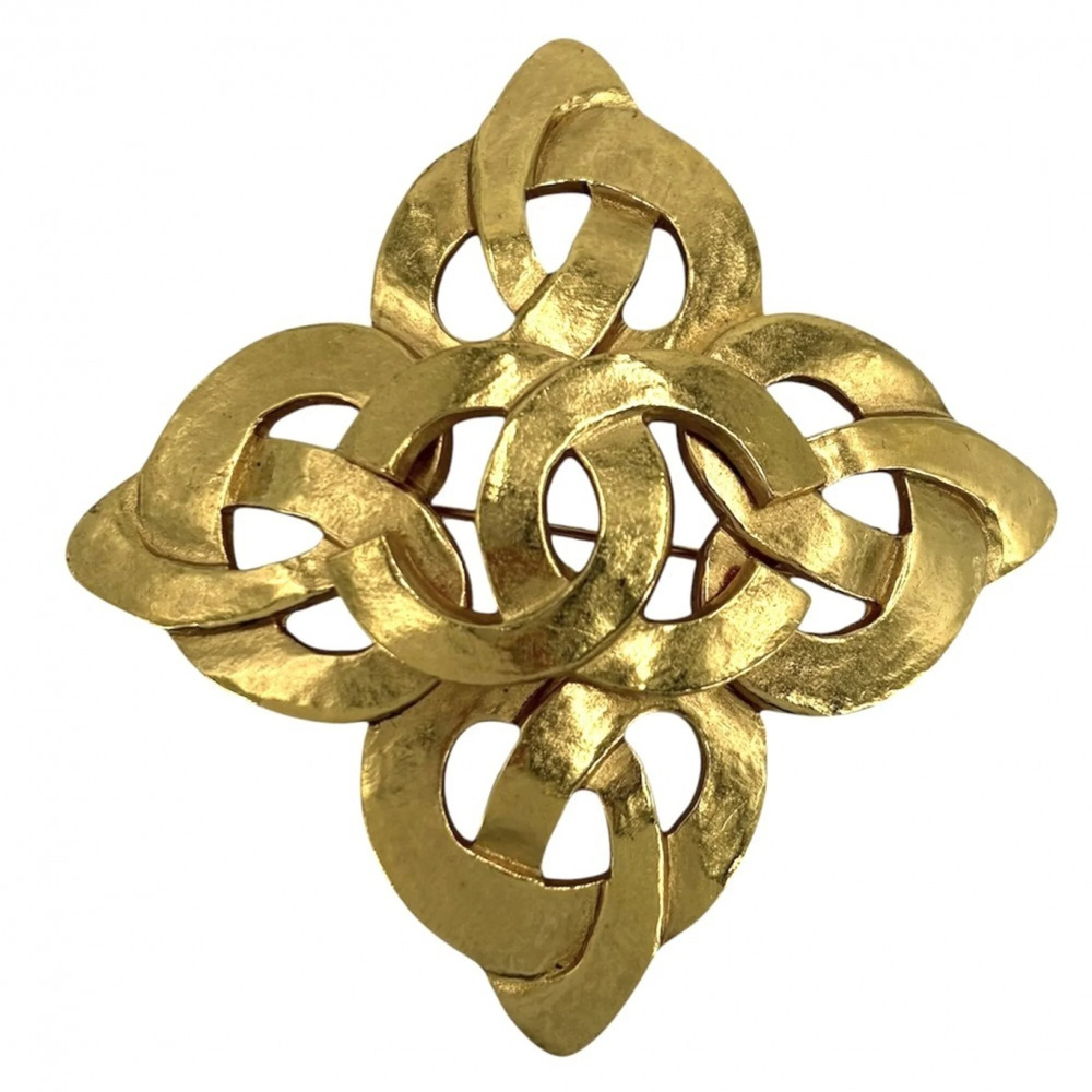 CHANEL Vintage Gold Logo Brooch